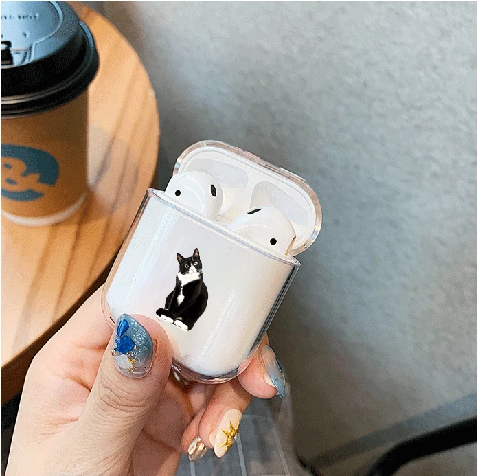 Жесткий милый чехол для наушников с Bluetooth Apple airpods s Pig Cat защитный прозрачный
