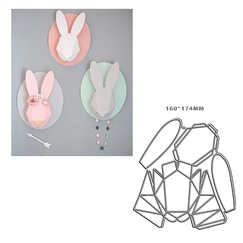 

DIY 3D New 2021 Metal Cutting Dies Scrapbooking Craft Rabbit Head Cartoon Gift Box Embossing Molds Card Craft No Stamp Christmas