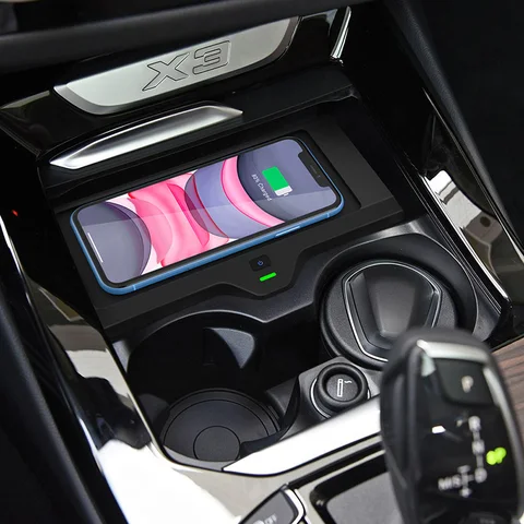 Автомобильное беспроводное зарядное устройство, зарядная плата для 2018-2020 BMW X3 X4 серии, держатель телефона для IPhone Samsung Huawei Mi, Автомобильный кронштейн