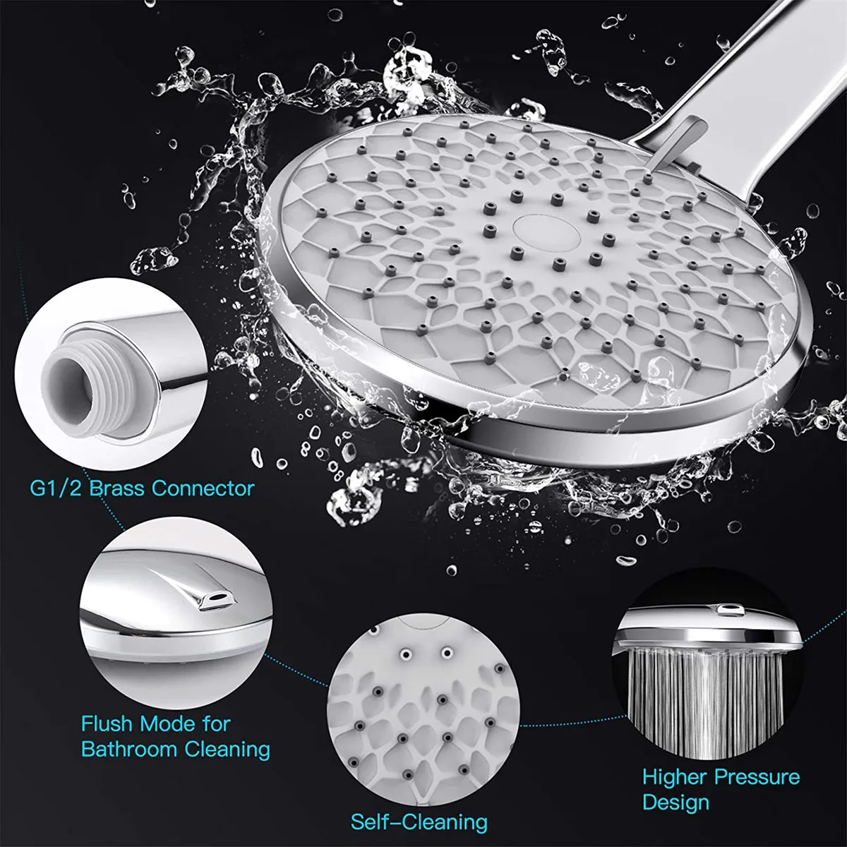 

6 Setting Shower Head ABS Plastic Adjustable Handheld Head High Pressure