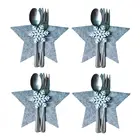 Набор из 4 предметов, Рождественская фетровая посуда в форме звезды, женская сумка для хранения, рождественские украшения для вечерние