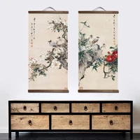 chinese traditional style flower animal canvas home decoration for living bedroom wall art picture poster wood scroll paintings