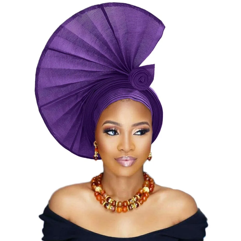 Хорошая нигерийский геле под традиционное платье aso oke бисером Авто Свадебные
