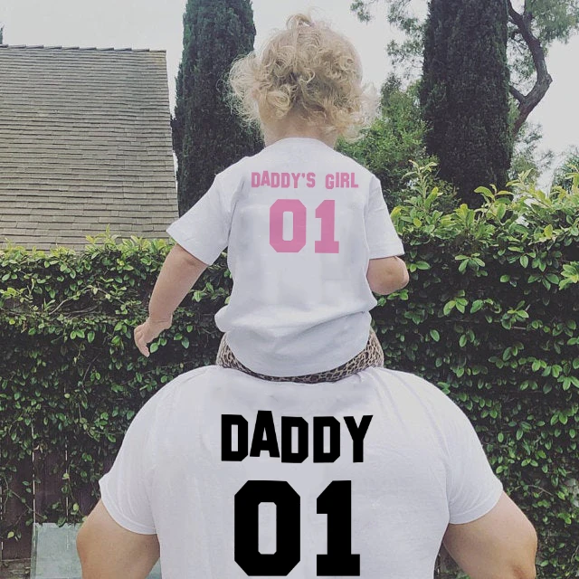1 шт. папы и ребенка футболки папа 01 надписью Daddy's Girl для дочки футболка летние