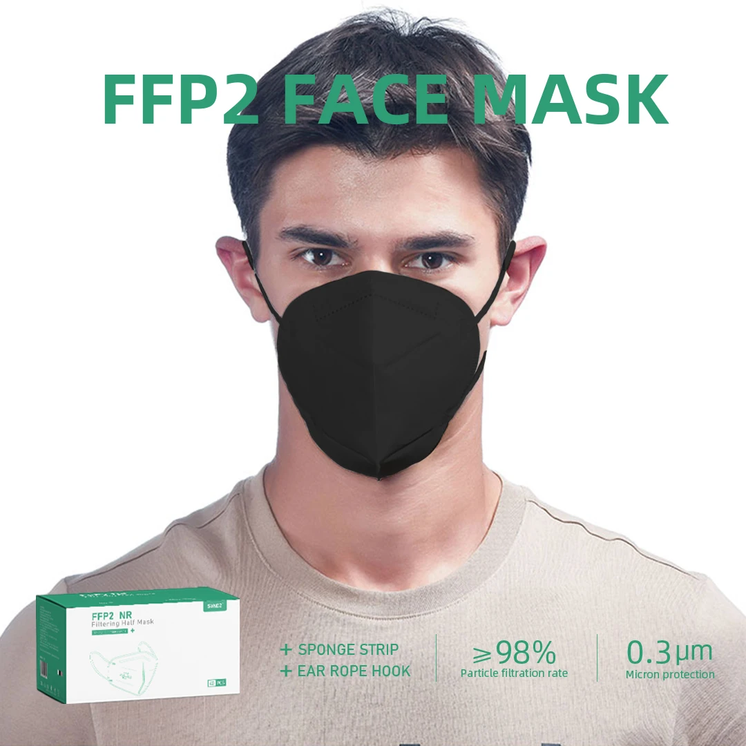 

SVNDZ 40PCS/BOX High Quality Raw Materials For Packaging Skin Friendly White Filter Non-Woven Disposable FFP2 Adult Mask