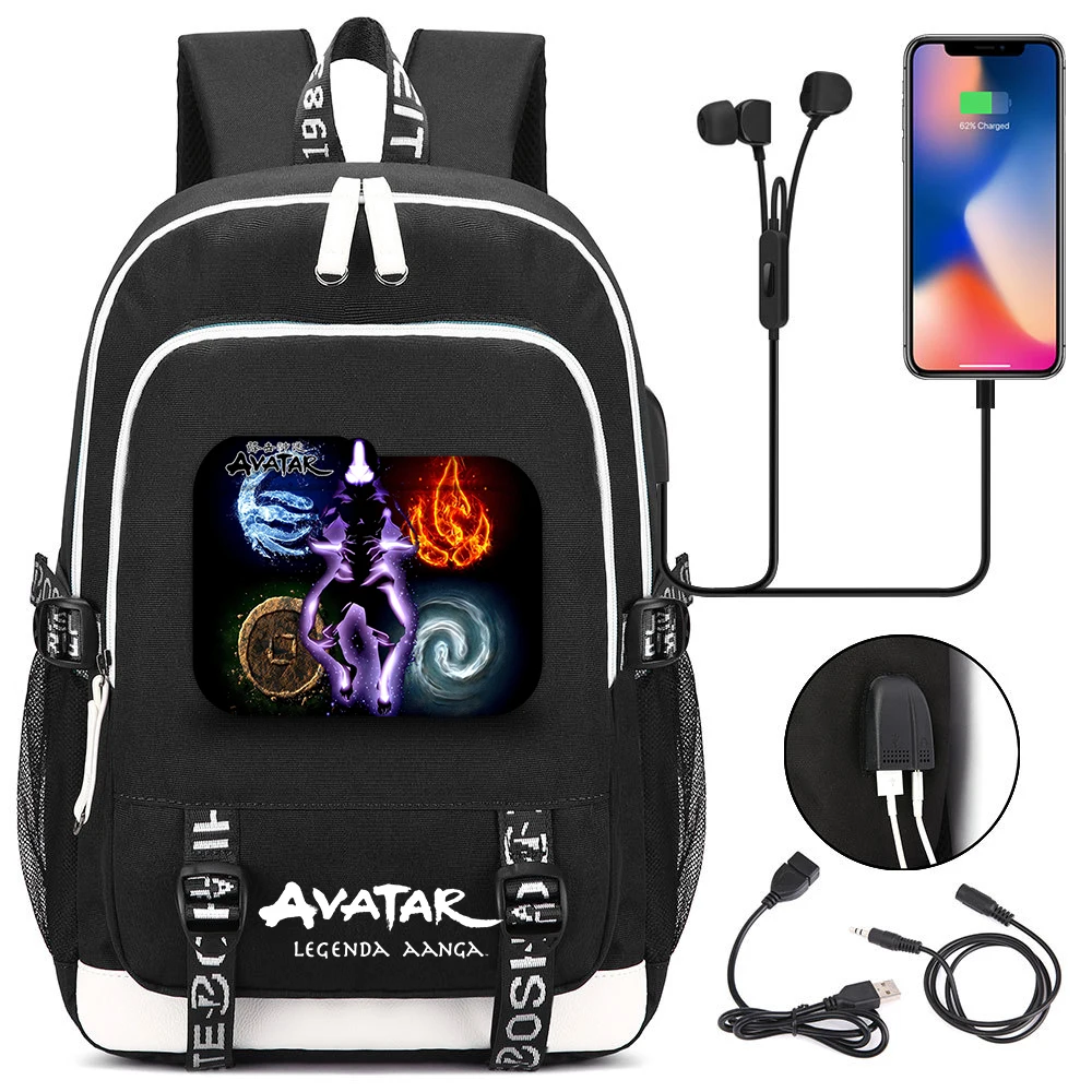 

Avatar The Last Airbender Student USB Charging Laptop Backpack Women Men Daily Travel Backpacks Teenager College Bags Rucksack