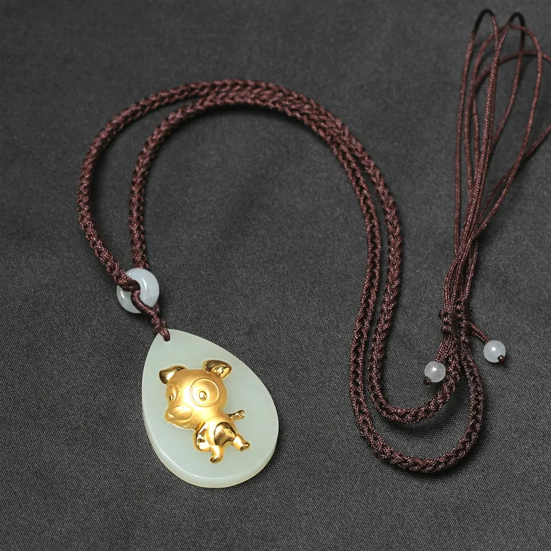 Натуральный китайский кулон из белого нефрита Hetian мозаика в виде собаки зодиака