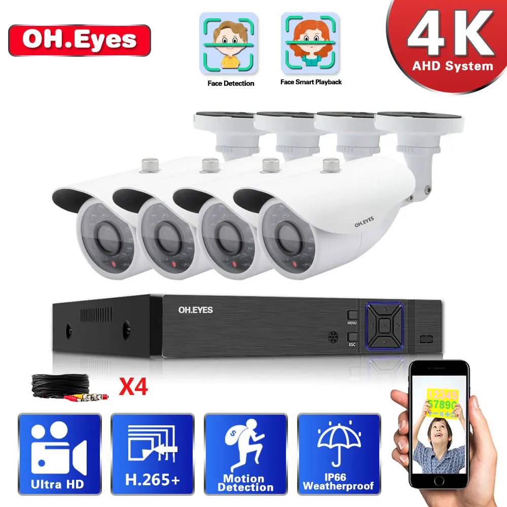 

AI 4K 8CH Face Playback DVR H.265 Security System IR Night Vision P2P CCTV Kit Waterproof Doom Security Video Surveillance Set