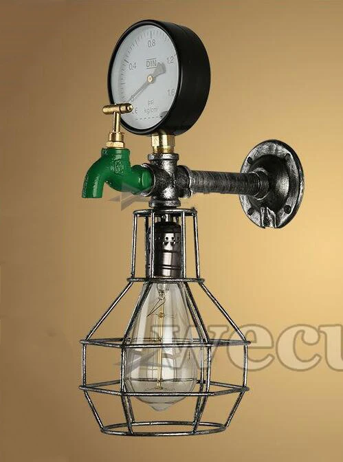 Silver no bulb Настенный светильник в стиле ретро, декоративный светильник для счетчика воды, Ретро винтажный настенный светильник для спальни, лестницы, кафе, коридора, прохода - Цвет абажура: Silver no bulb