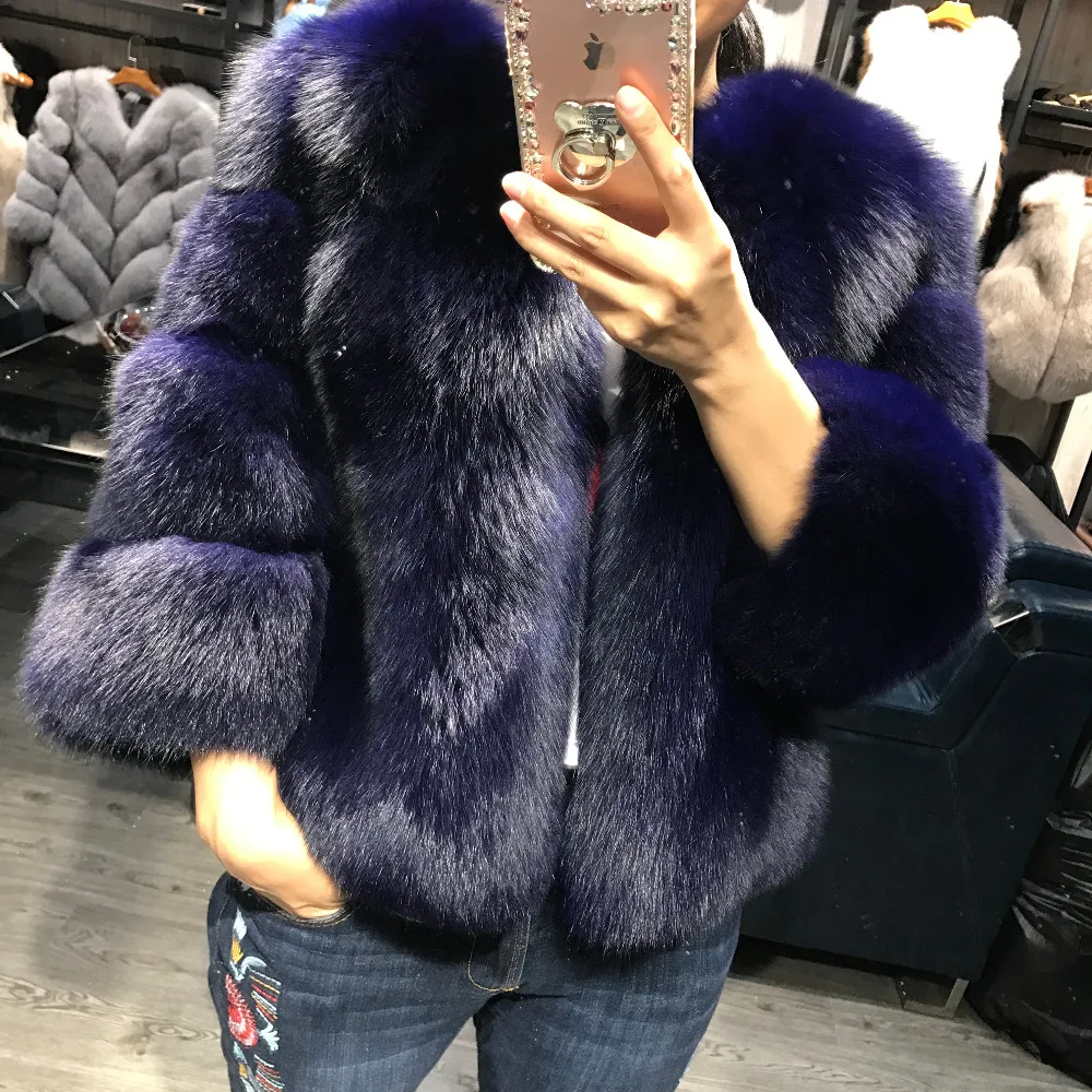 

real jacket lady women natural fox coat fur winter outwear