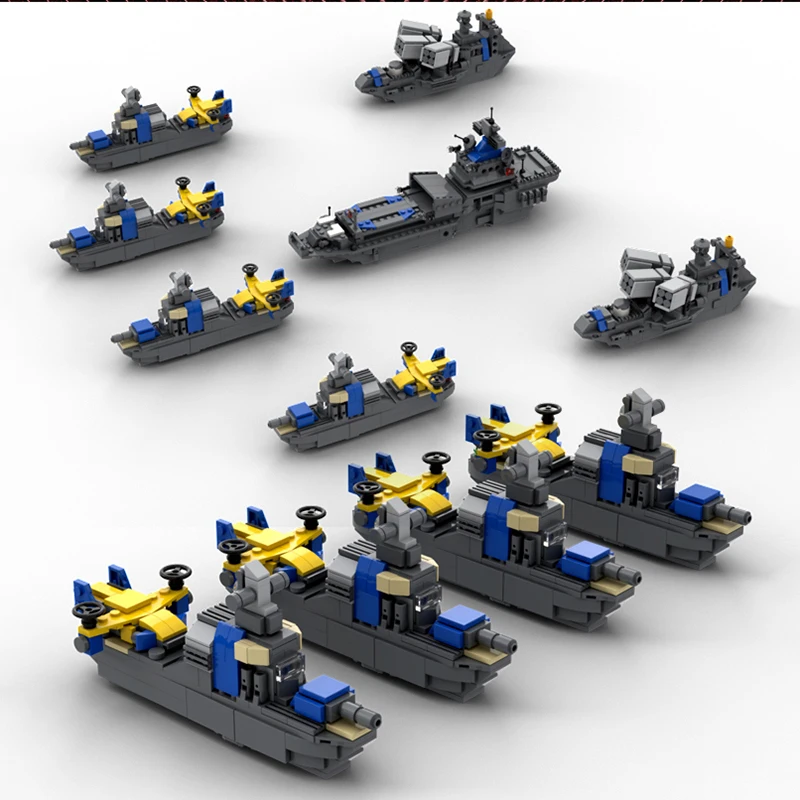 

Red Military Alert Yuri Allied Naval Destroyer Building Bricks WW2 Weapon Creator Army Aegis Cruiser MOC Model Toys For Boys