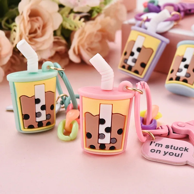 Гибкий Забавный брелок с клеем жемчужный молочный чай имитацией напитка