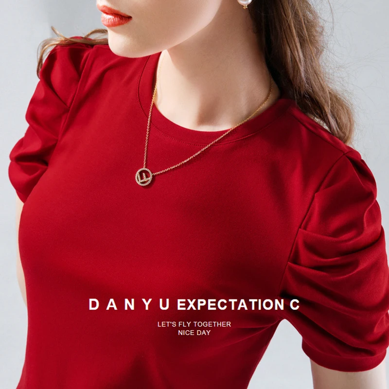 

White Sexy Short-sleeved T-shirt Women Summer New Solid Color Half-sleeved Cotton T-shirt Thin Round Neck Slim Trend Top