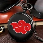 Часы наручные Akatsuki Мужские кварцевые карманные, аниме часы в стиле Харадзюку с красным облаком, с цепочкой, живые карманные часы для косплея Какаси, Итачи