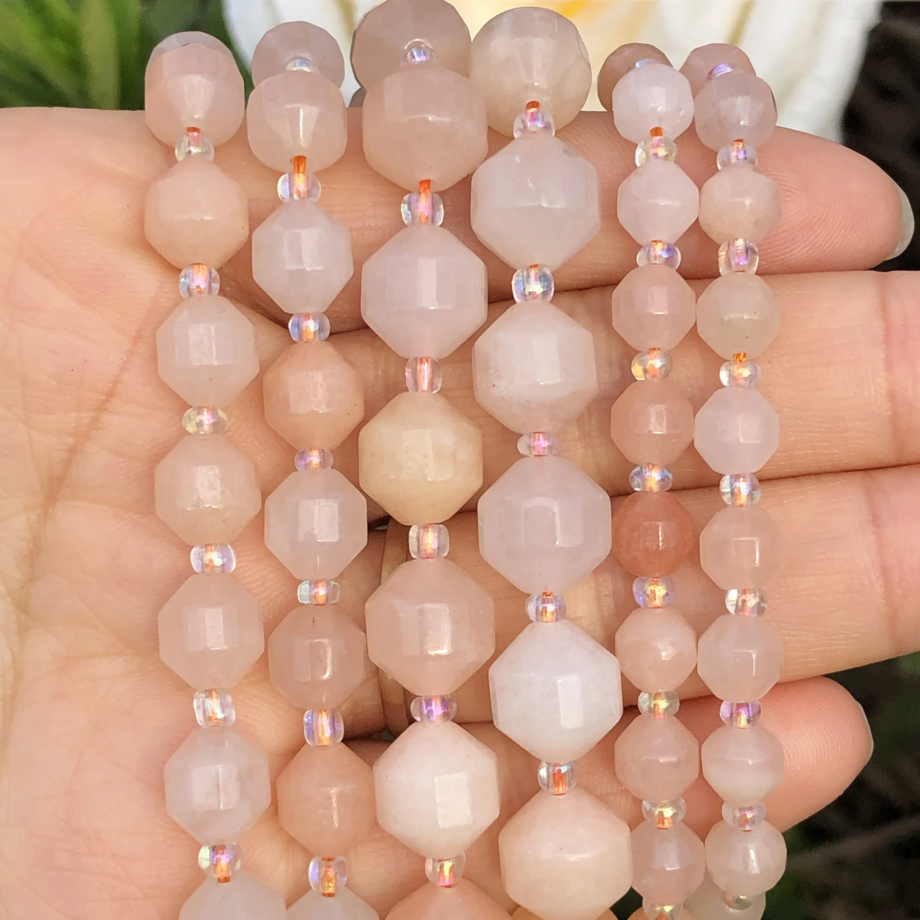 

Бусины из натурального камня, граненые бусины из розового авантюрина, нефрита, круглые бусины россыпью для изготовления ювелирных изделий, ...