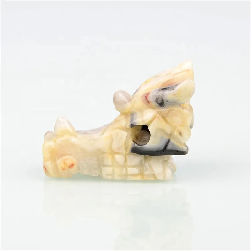 2 дюймовая Красивая натуральная резная вручную голова дракона из агата черепа