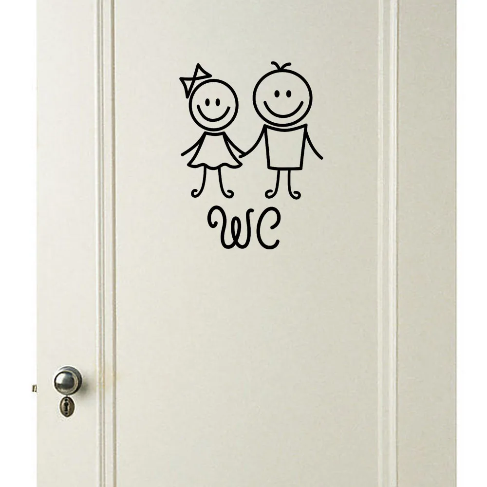 Настенная Наклейка съемный милый человек женщина дети уборная туалет наклейка