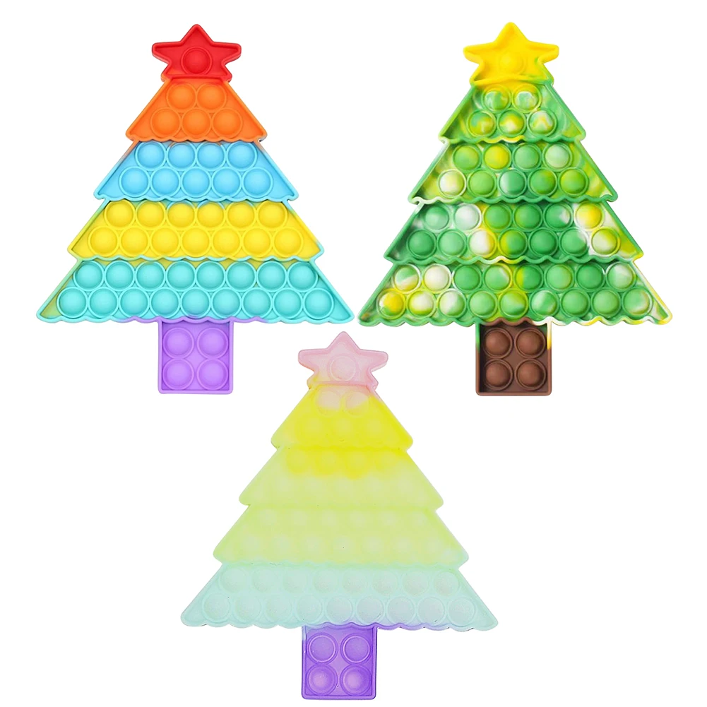 

Christmas Tree Shape Stress Relieve Toys Bubble Push Game Push Fidget Sensory Toy Funny Adult Kids Toys Silicone Autism