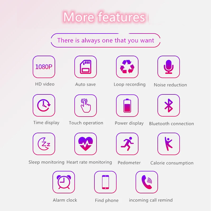 Удивительный видеорегистратор 1080P HD с цветным сенсорным экраном умные часы