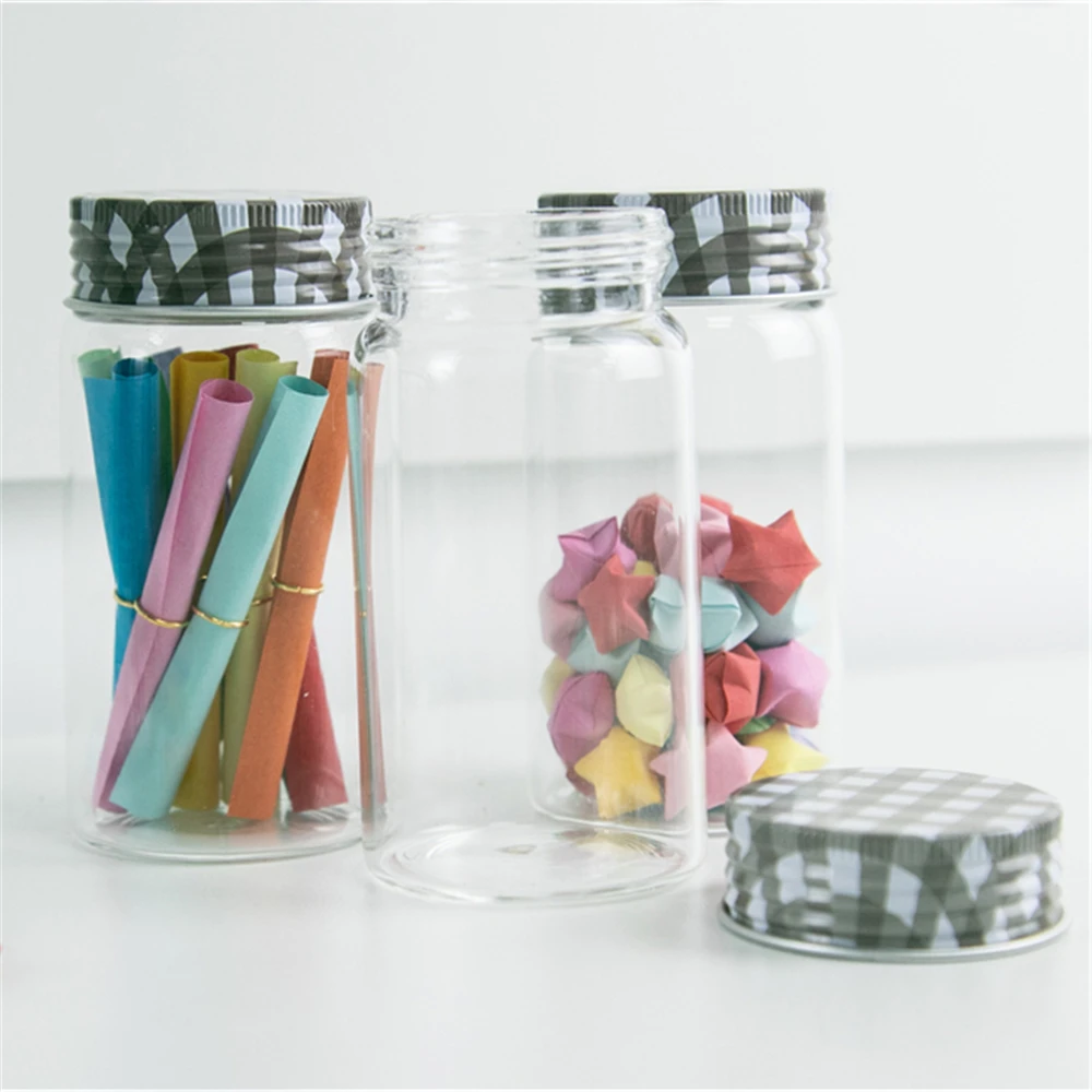 100ml Customized Glass Jars Chromatic Aluminium Cap Empty Clear Vitreous Vials Refillable Containers 12pcs