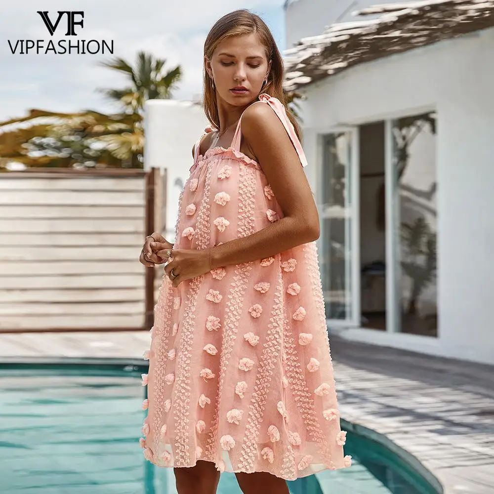 VIP модное летнее платье на лямках с повседневные свободные однотонные Цвет