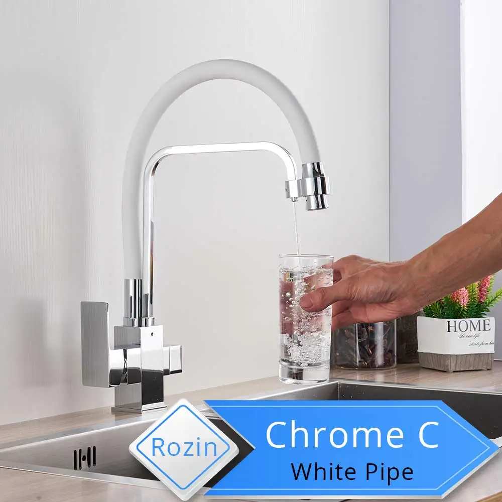 Square Chrome C Хромированный очиститель воды, кухонный кран, чистая вода, смеситель для кухонной раковины, фильтр-кран, Очищающий кухонный смеситель, кран на бортике - Цвет: Square Chrome C
