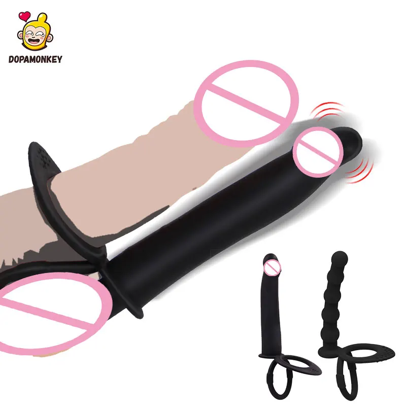 DOPAMONKEY Двойное проникновение ремешок на фаллоимитатор вибратор Анальная пробка