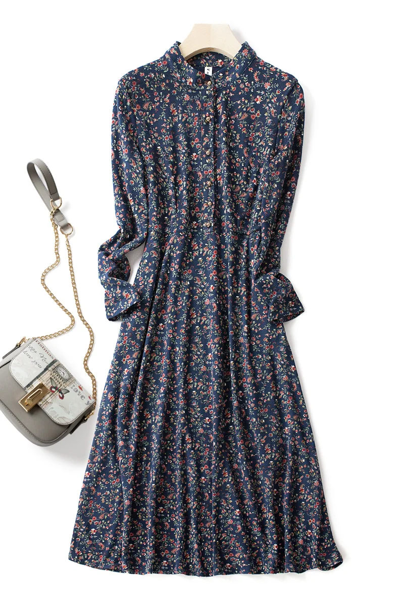 

Women's Dress in Early Autumn of 2021 Medium Length Temperament Casual Skirt Children's New Printed Long Sleeve Fashion Skirt