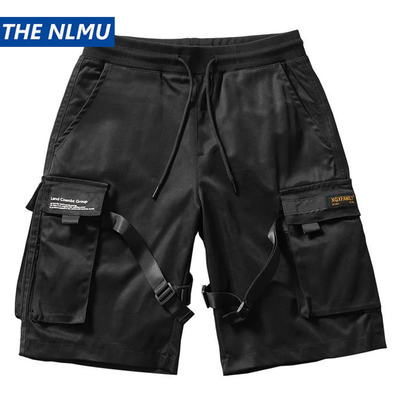 

Men Hip Hop Cargo Shorts Streetwear 2020 Harajuku Joggers Short Side Pocket Summer Black Casual Track Shorts Street Wear WO165