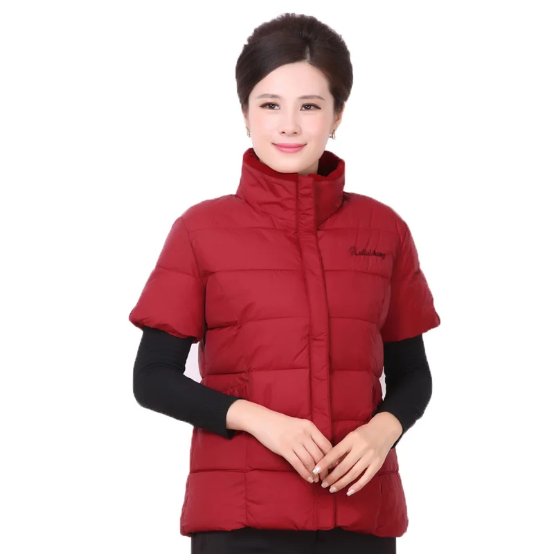 

Cotton Vest Female Parkas Cotton Padded New 2020 Winter Sleeveless Jackets Middle-aged and Elderly Women's Waistcoat 5XL W34