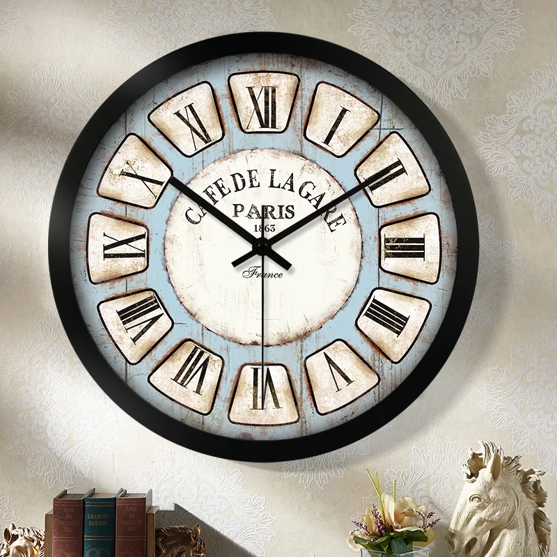 

Vintage Nordic Wall Clock Silent Metal Creative Art Simple Quartz Wall Clock Bedroom Horloge Mural Home Decoration Clock DA60WC