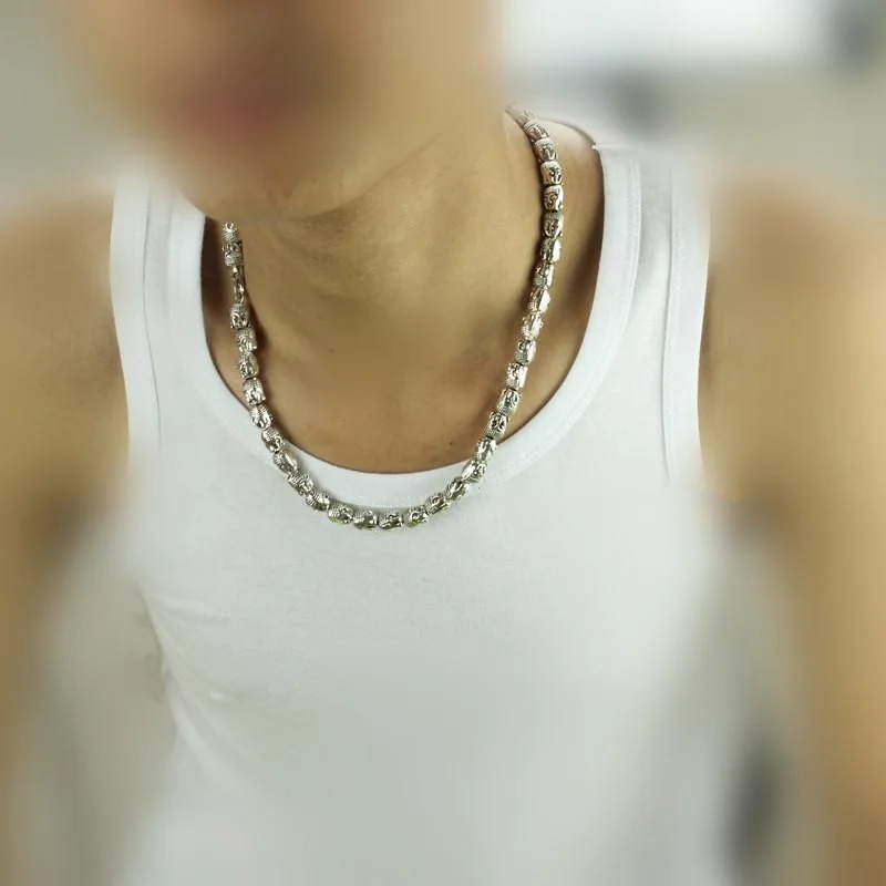

LAOJUNLU Vintage Thai Silver DoubleSided Buddha Head Necklace