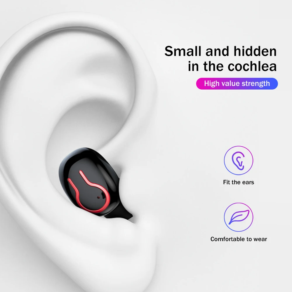 Q66 беспроводные V5.0 Bluetooth наушники спортивная водонепроницаемая гарнитура для Android головной убор с светодиодный дисплей 6000 мАч чехол для зарядки аккумулятора