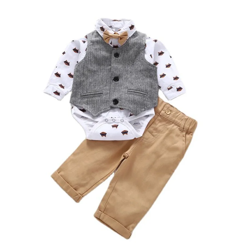 Kids Clothes T-Shirt+Jeans 3Pcs Outfit Baby Boy Gentleman Suits Autumn Winter Boys Long Sleeve Sets Infant Clothing |