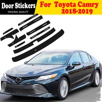 car door sill leather stickers fit for camry 2018 2019 xv70 plate carbon fiber threshold strip front rear taildoor accessories