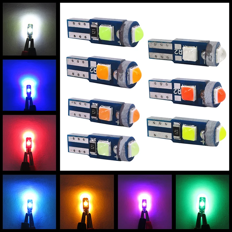 

5PCS 12V T5 3030 Led Bulb Car Interior Lights Dashboard Warming Indicator Light Auto Instrument Lamp