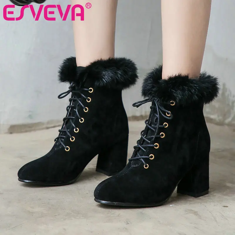 ESVEVA 2020 элегантная женская обувь в западном стиле зимние ботильоны с острым
