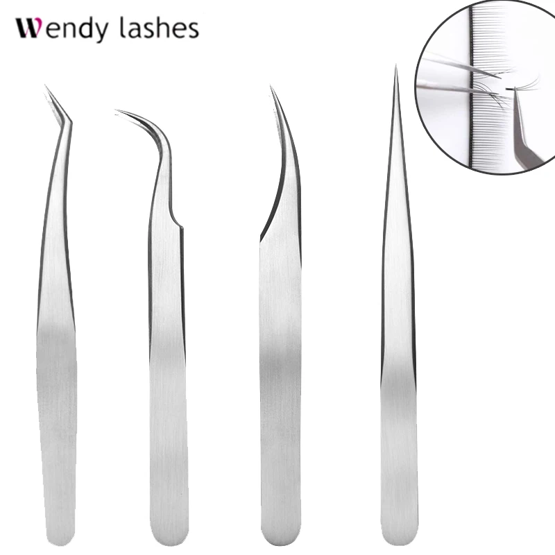 

Lash Extension Tweezers 4pcs Straight and Curved Pointed Eyelash Extension Tweezers Professional Set for Individual Lashes