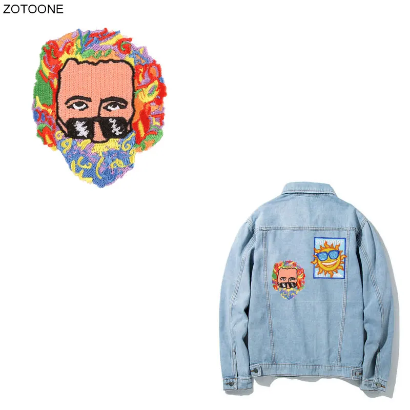 ZOTOONE термоклейкие мужские нашивки с изображением солнца инопланетянина для