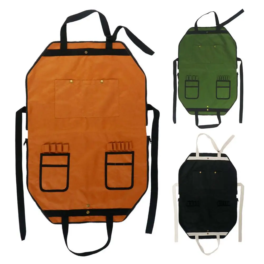 

Woodworking Apron With Multi-Pockets Outdoor Multi-function Oxford Cloth Adjustable Picnic Apron Camping Storage Bag