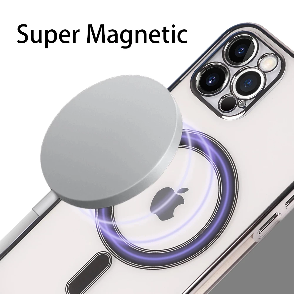 Магнитный чехол для iPhone 12/13 защитный Magsafing 11Pro Max 13 Mini ProMax прозрачный из ТПУ с