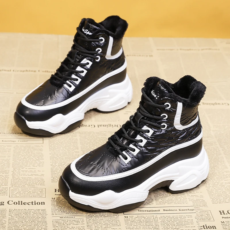 

Женские ботильоны на толстой подошве Rimocy, водонепроницаемые зимние ботинки на шнуровке, с хлопковой подкладкой, на шнуровке