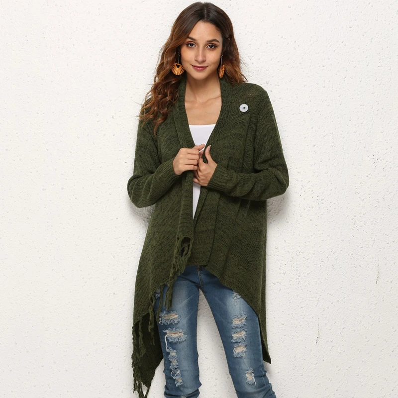 Lossky Sweaters Top Women Autumn Winter Long Sleeve Knitwear Tassel Shawl Coats Black Ladies Loose Cardigan Jackets 2019 |