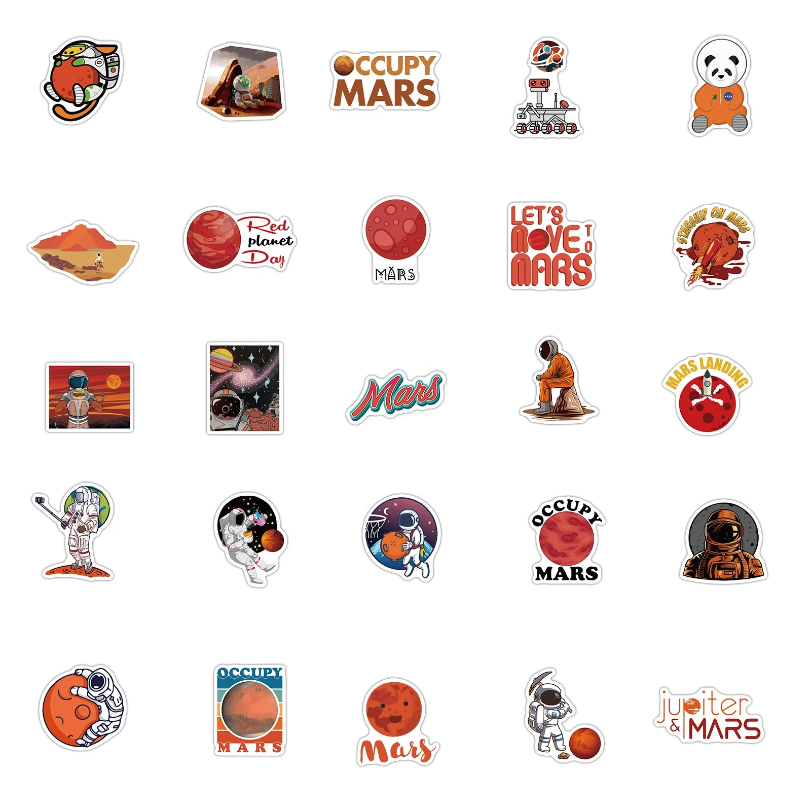 

50Pcs Fashion Mars Planet Astronaut Outer Space Graffiti Sticker For Boy Notebook Bottle Luggage Phone Stickers