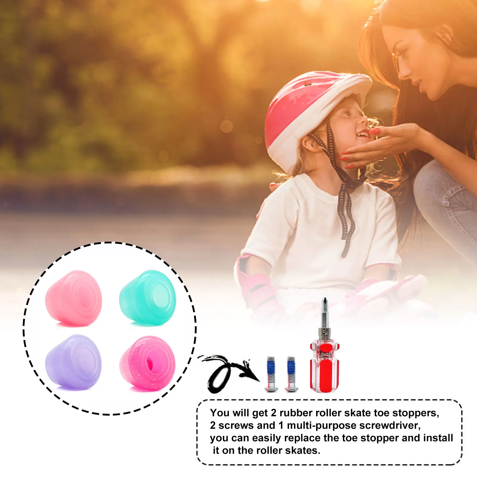 

1 Pair PU Double-Row Roller Skate Toe Stoppers With Screw Driver Roller Skating Shoes Brake Roller Skating Accessories