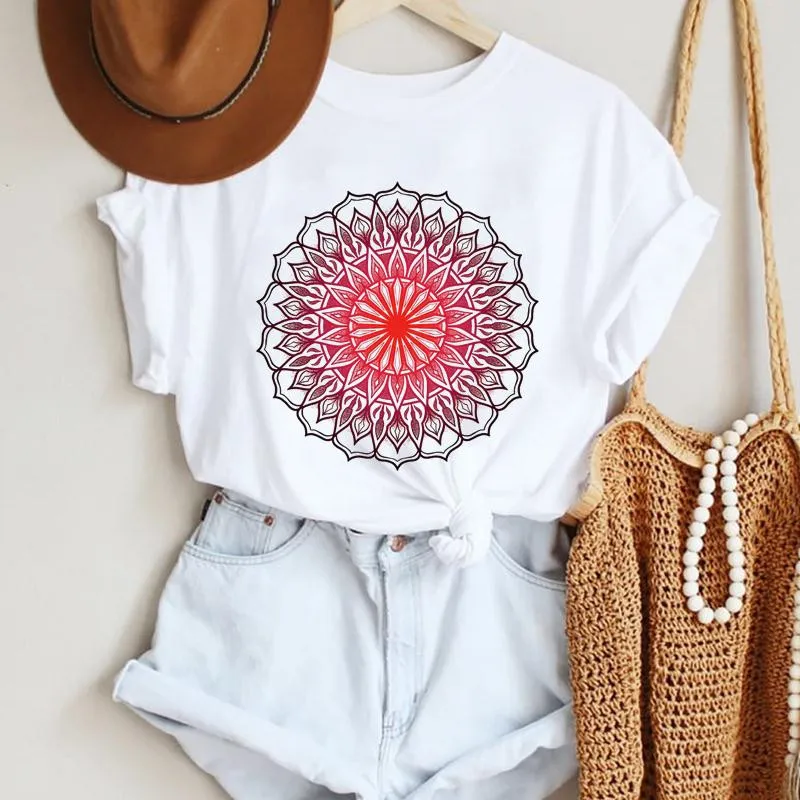 

Women Casual T-shirt Harajuku Cartoon Flower Print T Shirt Summer Short Sleeved O-Neck Tshirt Women Fashion Tops Tees Clothing