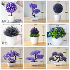 Фиолетовый Искусственный гость приветствие сосна растений бонсай монстера Персидского трава эвкалипта цветок домашний сад бонсай номер Декор