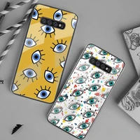 fashion evil eye phone case tempered glass for samsung s20 plus s7 s8 s9 s10 plus note 8 9 10 plus