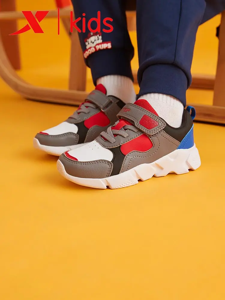 Xtep Children Casual Sneakers Boys Girls Kids Comfortable Velcro Running Shoes Patchwork Mix-color Sneaker 681416329127 | Спорт и