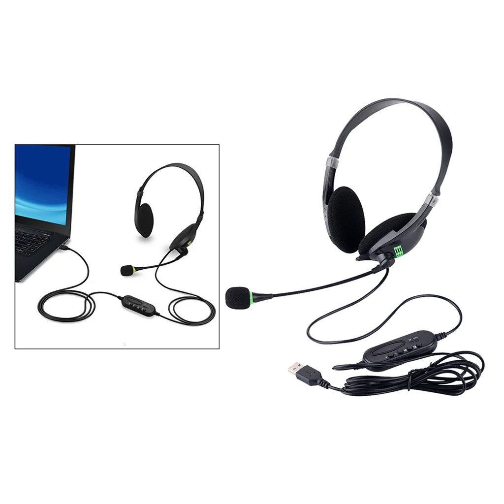 

USB Lightweight Headset with Noise Cancelling Microphone for Office Business PC